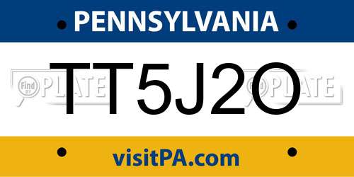 TT5J2O Pennsylvania License Plate
