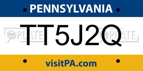 TT5J2Q Pennsylvania License Plate