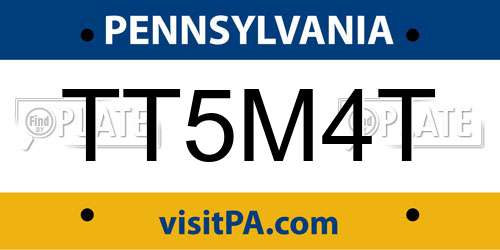 TT5M4T Pennsylvania License Plate