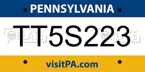 TT5S223 Pennsylvania License Plate
