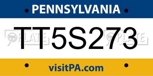 TT5S273 Pennsylvania License Plate