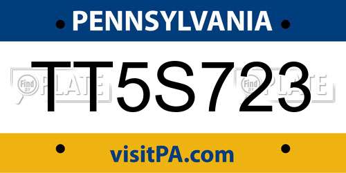 TT5S723 Pennsylvania License Plate