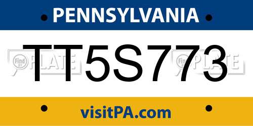 TT5S773 Pennsylvania License Plate