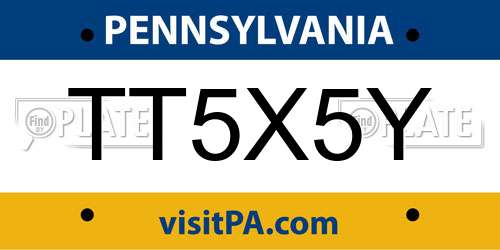 TT5X5Y Pennsylvania License Plate
