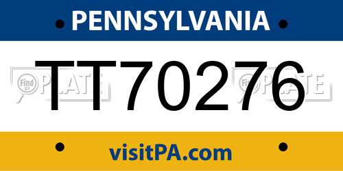 TT70276 Pennsylvania License Plate