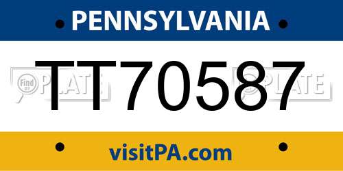 TT70587 Pennsylvania License Plate