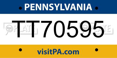 TT70595 Pennsylvania License Plate