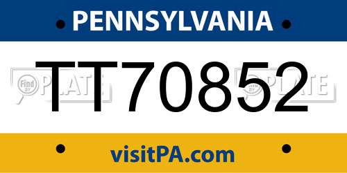 TT70852 Pennsylvania License Plate