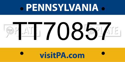TT70857 Pennsylvania License Plate