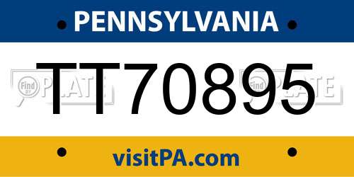 TT70895 Pennsylvania License Plate