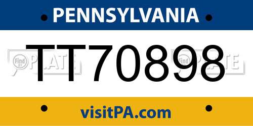 TT70898 Pennsylvania License Plate