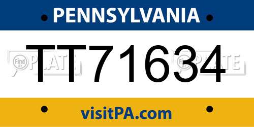 TT71634 Pennsylvania License Plate