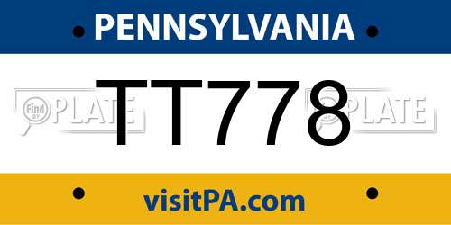 TT778 Pennsylvania License Plate