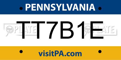 TT7B1E Pennsylvania License Plate