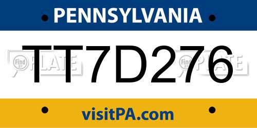TT7D276 Pennsylvania License Plate