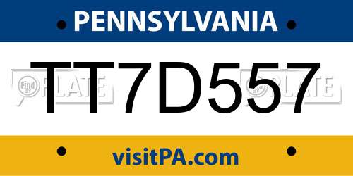 TT7D557 Pennsylvania License Plate