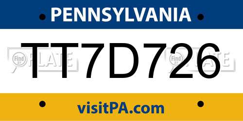 TT7D726 Pennsylvania License Plate