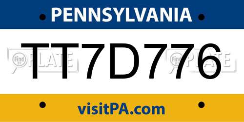 TT7D776 Pennsylvania License Plate