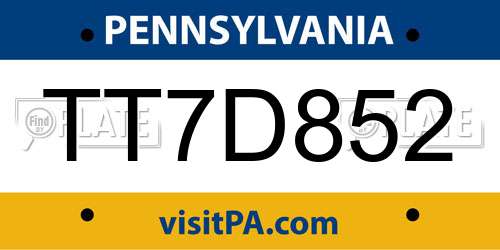 TT7D852 Pennsylvania License Plate