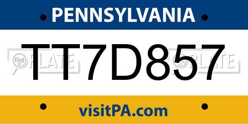TT7D857 Pennsylvania License Plate