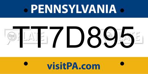 TT7D895 Pennsylvania License Plate