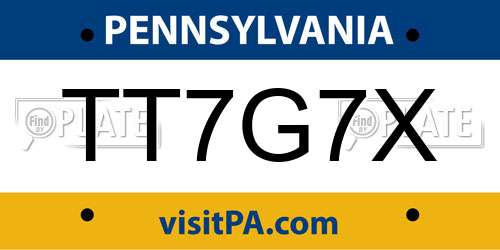 TT7G7X Pennsylvania License Plate