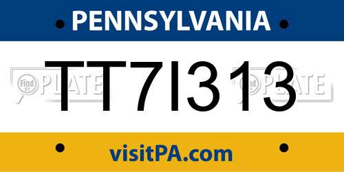 TT7I313 Pennsylvania License Plate