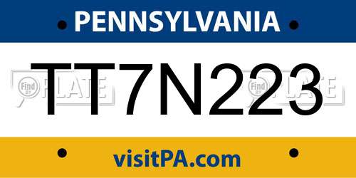 TT7N223 Pennsylvania License Plate