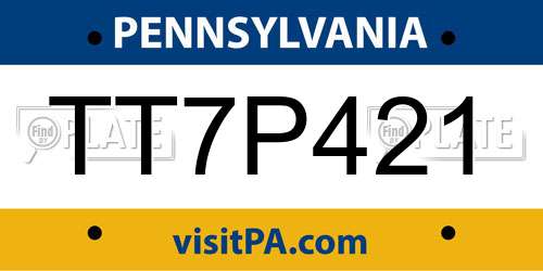 TT7P421 Pennsylvania License Plate
