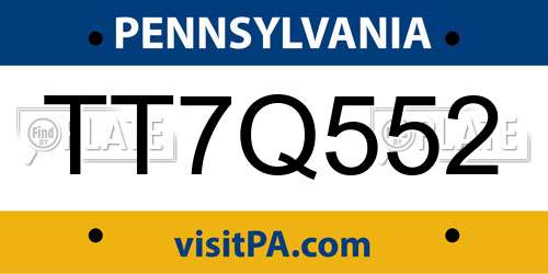 TT7Q552 Pennsylvania License Plate