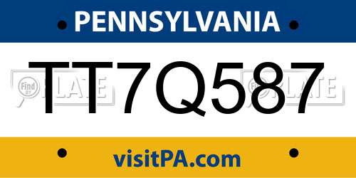 TT7Q587 Pennsylvania License Plate