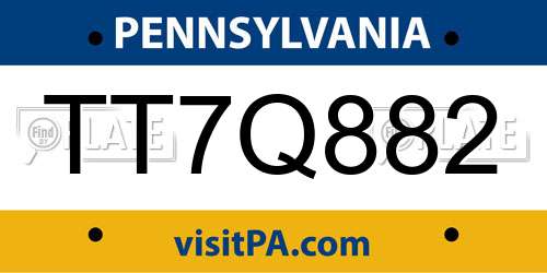 TT7Q882 Pennsylvania License Plate