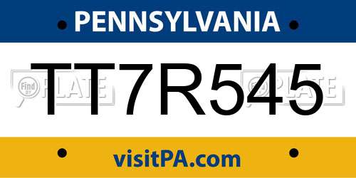 TT7R545 Pennsylvania License Plate