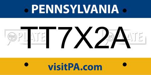 TT7X2A Pennsylvania License Plate