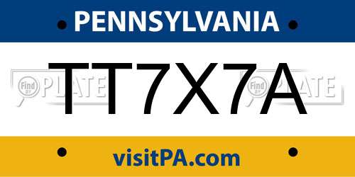TT7X7A Pennsylvania License Plate