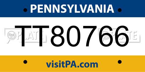 TT80766 Pennsylvania License Plate