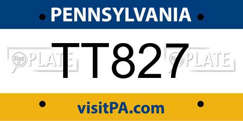 TT827 Pennsylvania License Plate