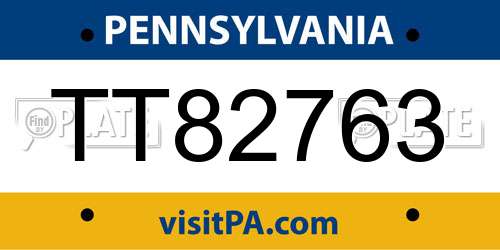 TT82763 Pennsylvania License Plate