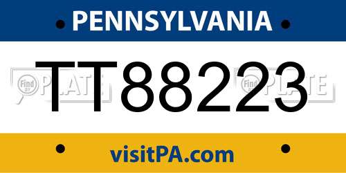 TT88223 Pennsylvania License Plate