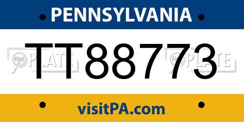 TT88773 Pennsylvania License Plate