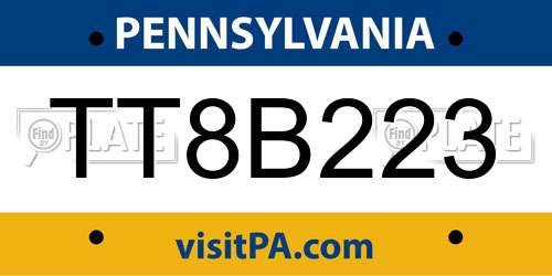 TT8B223 Pennsylvania License Plate