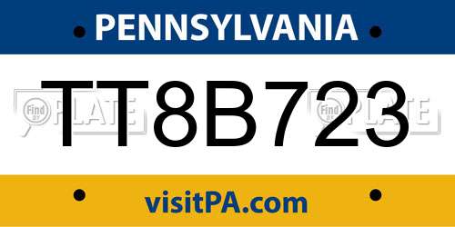 TT8B723 Pennsylvania License Plate