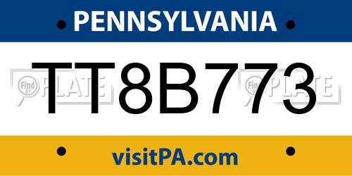 TT8B773 Pennsylvania License Plate