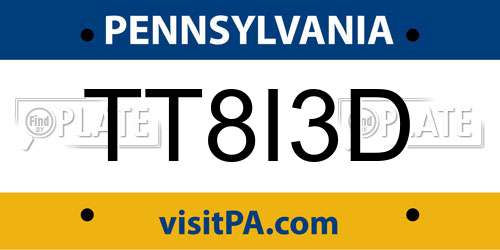 TT8I3D Pennsylvania License Plate