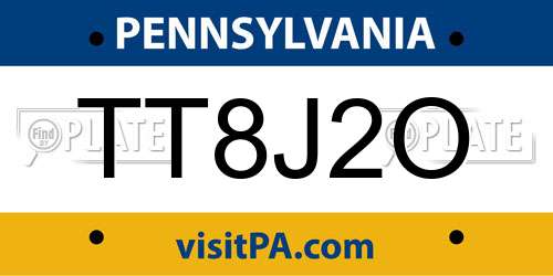 TT8J2O Pennsylvania License Plate