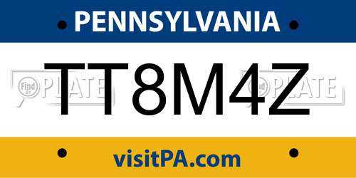 TT8M4Z Pennsylvania License Plate
