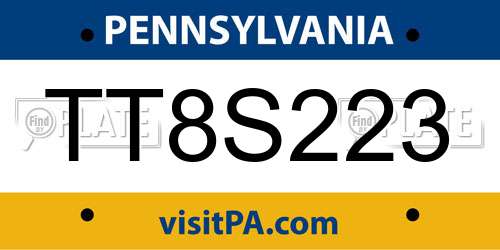 TT8S223 Pennsylvania License Plate