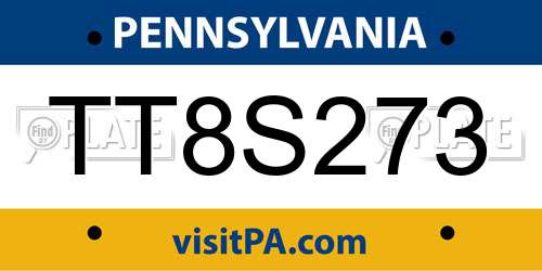 TT8S273 Pennsylvania License Plate