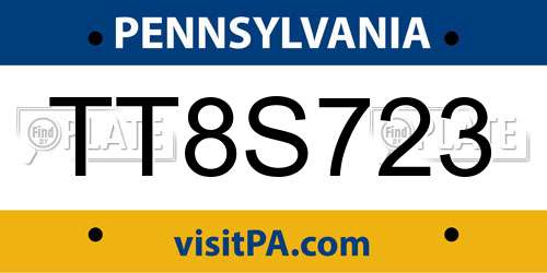TT8S723 Pennsylvania License Plate