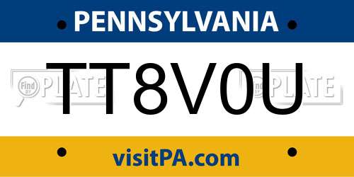 TT8V0U Pennsylvania License Plate